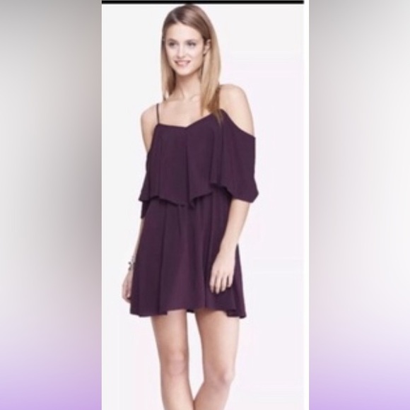 Express Purple Cold Shoulder Dress S/P - Picture 1 of 5